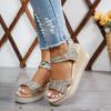 Spring and summer large size thick-soled wedge heel women's sandals women's buckle fish mouth women's sandals women's