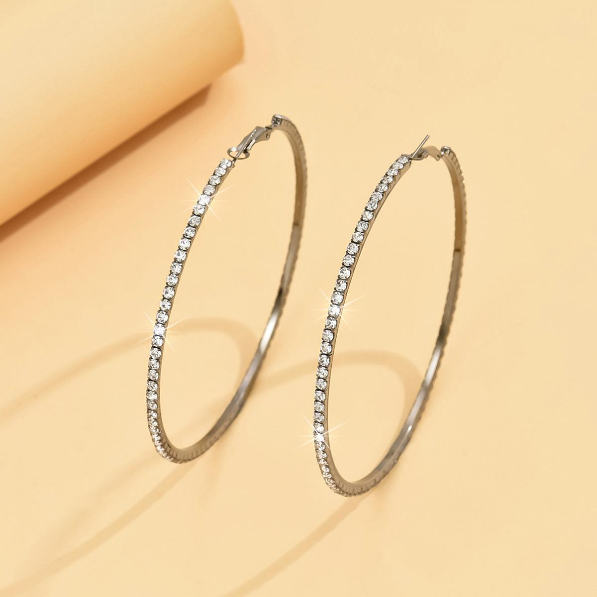 Крупные Серьги Преувеличенные Серьги Круглые Розовые Однорядные Стразы Геометрические Полностью Алмазный Круг Серьги Женские