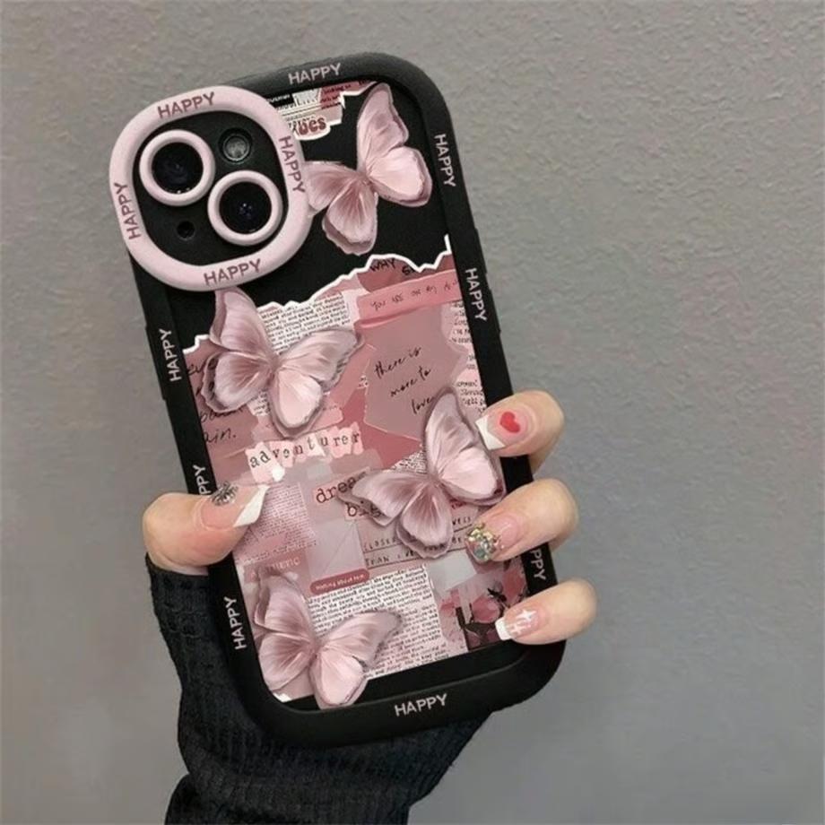 Pink Butterfly Pattern Phone Case for Samsung Galaxy A55 A35 A25 A15 5G A24 A23 A32 A52 A15 A14 A05 4G Soft Cover