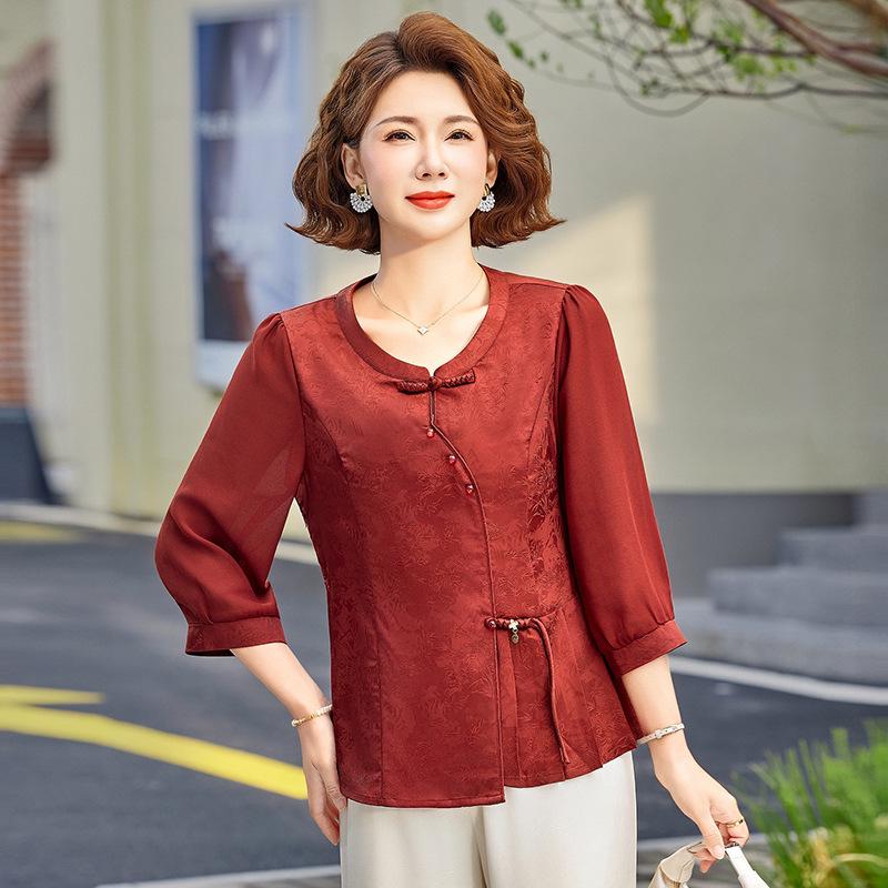 Mom's 2026 Chinese Style Elegant Blouse - Spring/Summer Fashion