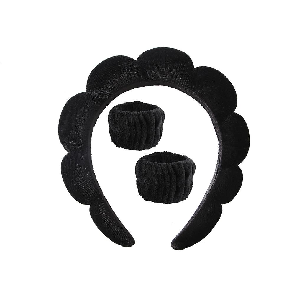 3Pcs/Set Wash Face Headbands For Women Coral Fleece Hair Bands Cuff Waterproof Bands Absorbent Wristbands Head Band Hair Parts