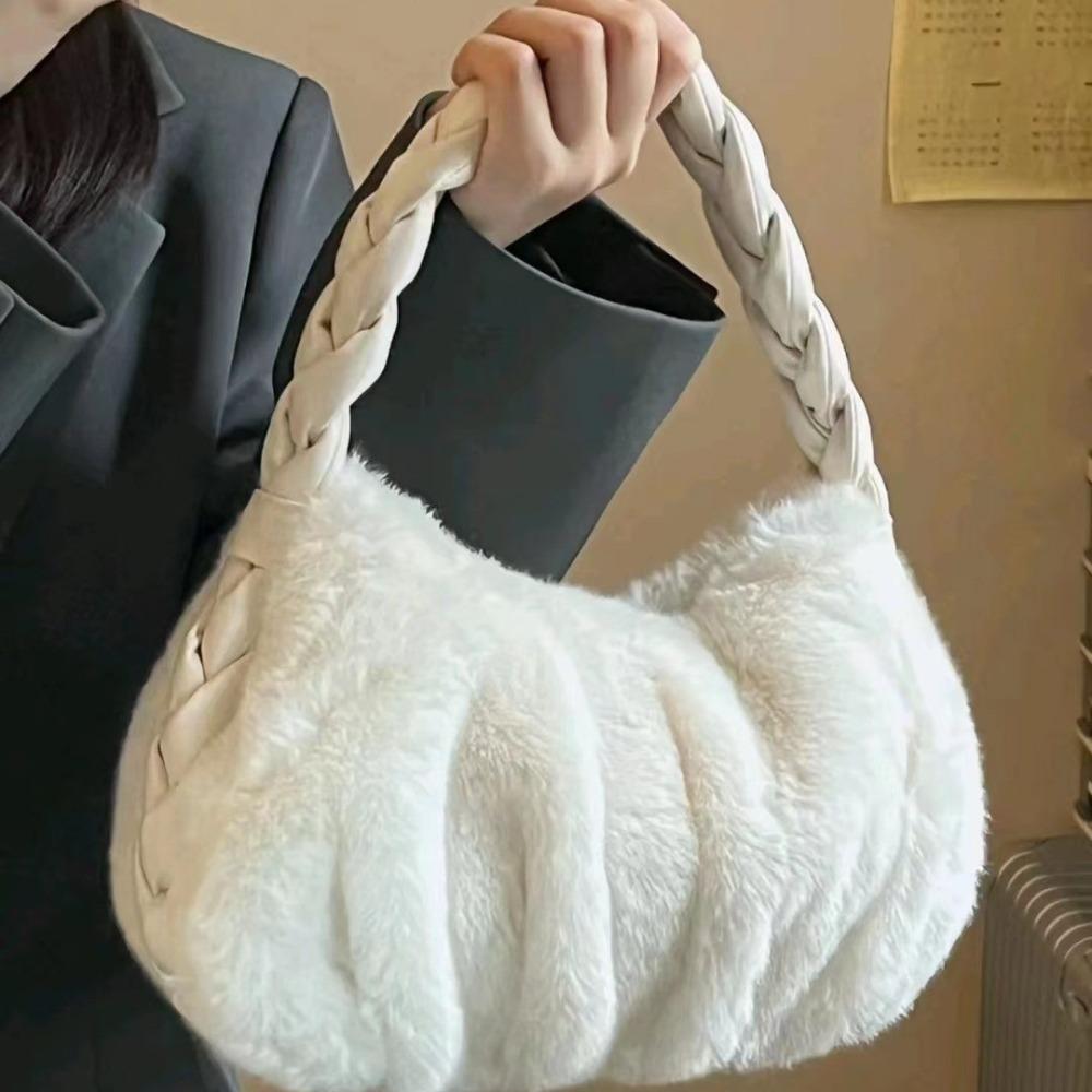Autumn and winter niche design wool bag portable commuter bag women's 2023 new high-end plush shoulder armpit bag