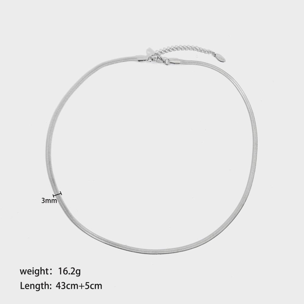 Halsband med platt ormkedja i 18K guld titanstål - Mångsidig europeisk och amerikansk stil för kvinnor