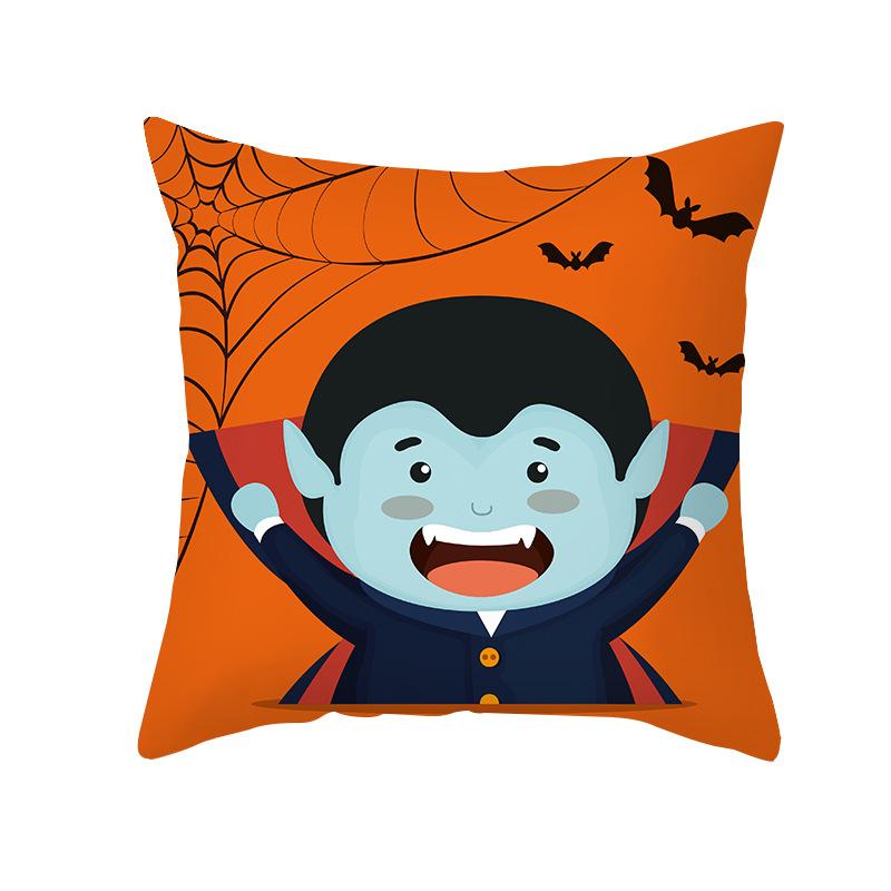 Halloween Pillow Cover New Product Cartoon Pumpkin Castle Print Peach Skin Cushion Cover Pillow Cover