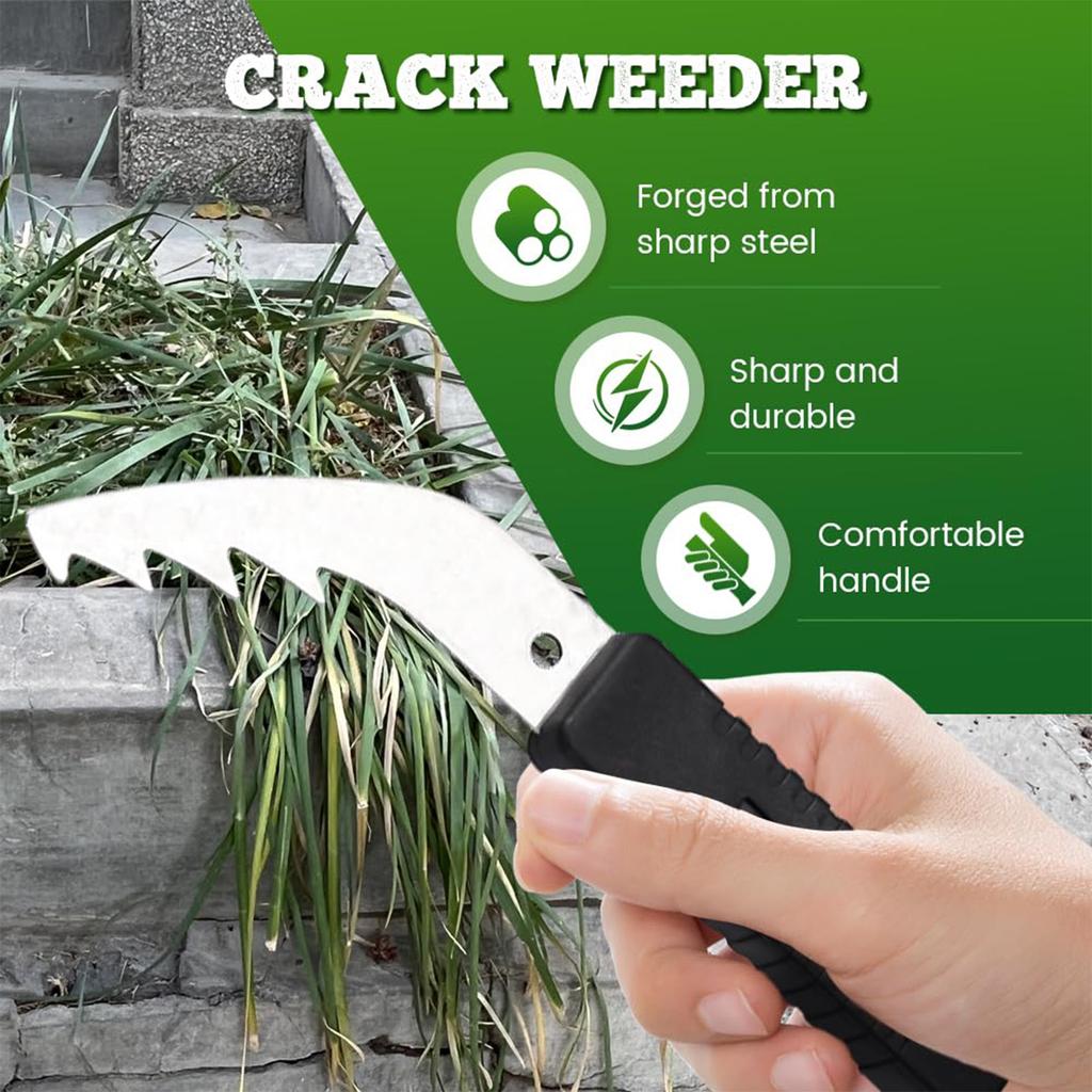 Household Stainless Steel Patio Weed Knife L-Shaped Sharp Serrated Tip Clears Crevice Weeds Suitable for Backyard Farm Weeding