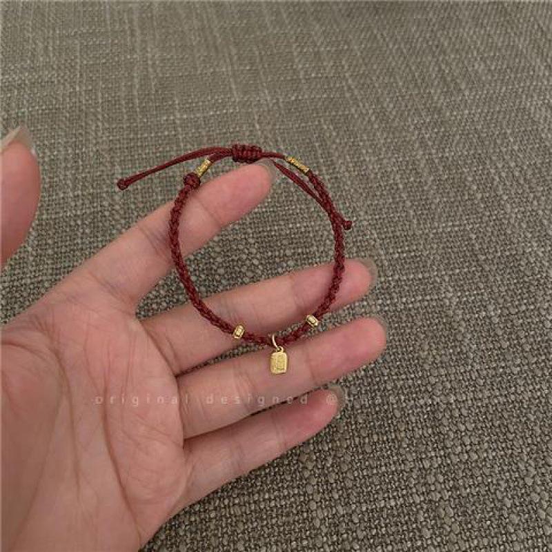 Timeless Locked Love: Red Rope Fu Bracelet for Women - Niche Design for Couples & Friends