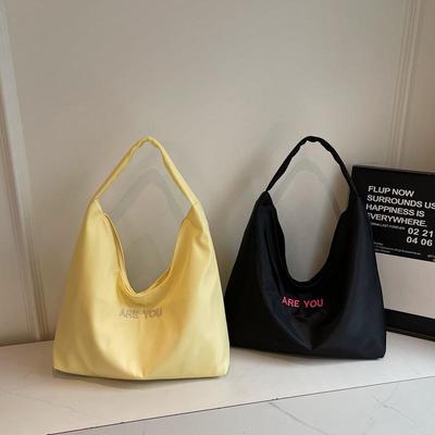 2025 Autumn/Winter Women's Large Canvas Tote with Letter Embroidery - Fashionable Shoulder Bag.