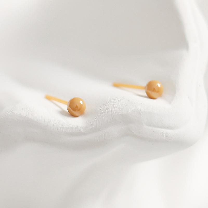 Bioceramic 4MM Bead Mini Stud Earrings For Women Jewelry Allergy Prevention Piercing Ear Hole Accessory