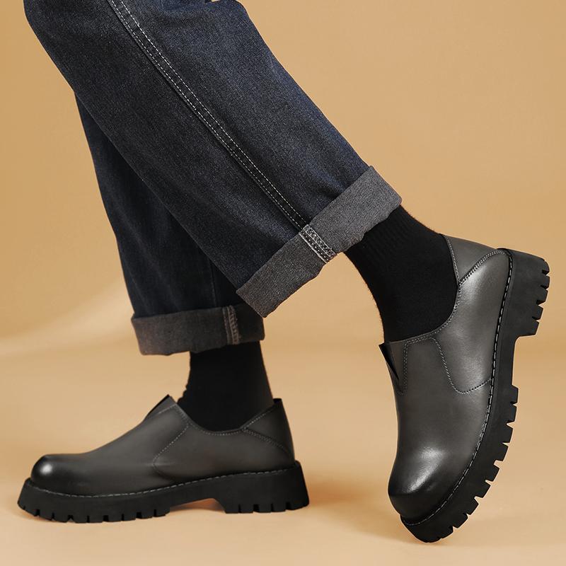 Fashion Men's handmade sewn shoes Luxury high-quality genuine leather Daily office outdoor leisure party walking Thick bottom shoes