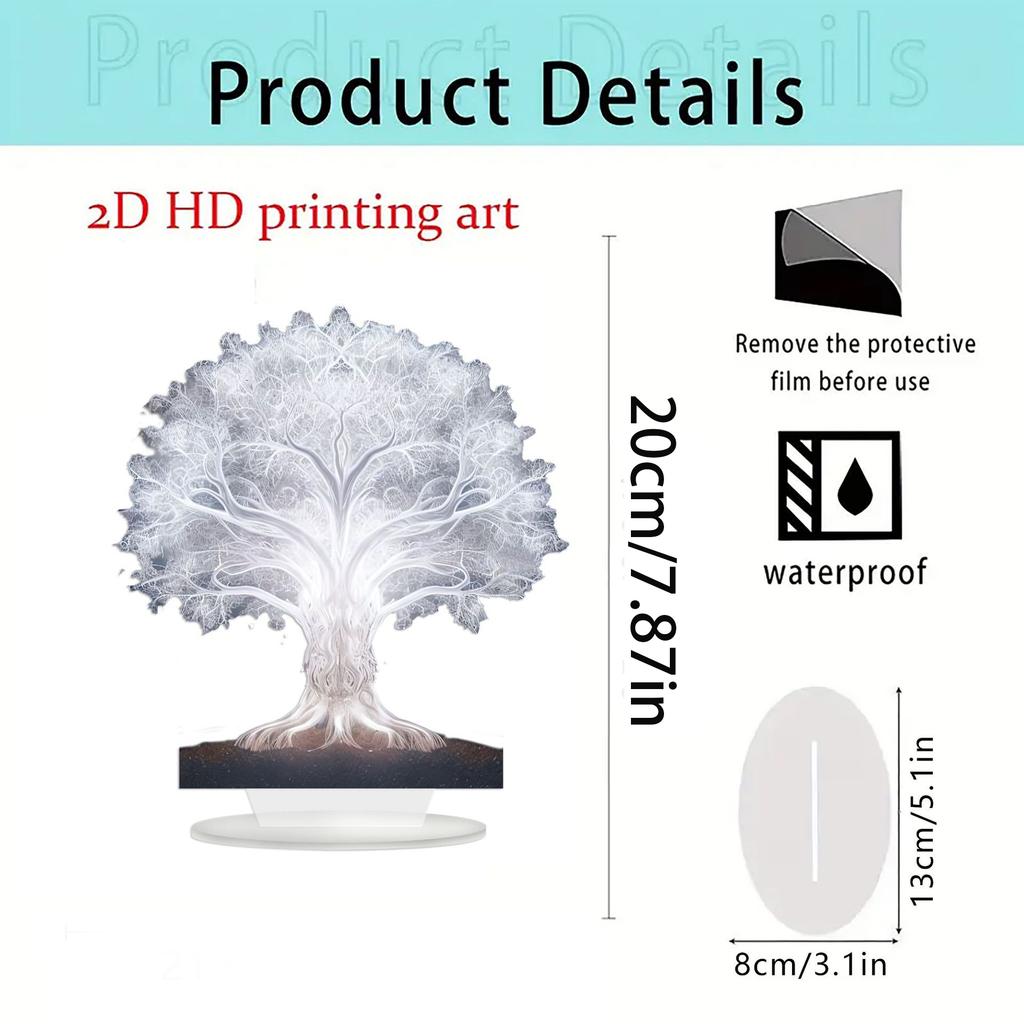 Multi Colored Acrylic Tree of Life Desktop Decoration Blooming Life Home Ornament with Waterproof Base