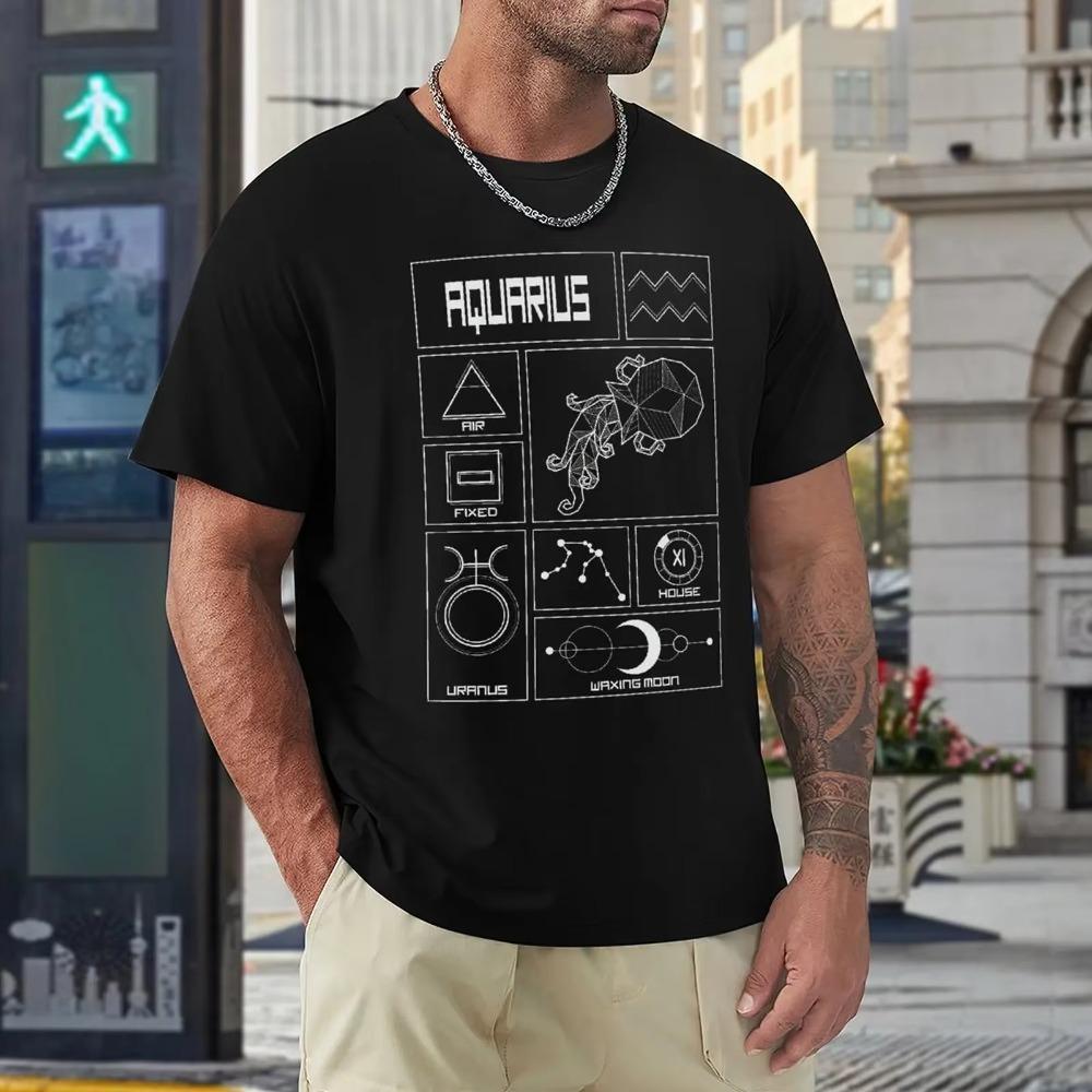 Aquarius Twelve Constellation (9) T-shirt Crewneck Move  Funny Vintag Tees Creative Fitness Eur Size