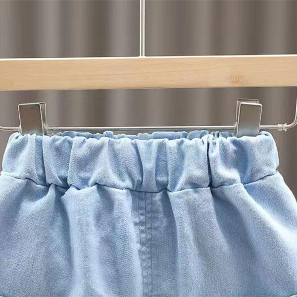 Cămașă cu mânecă scurtă cu rever cu model de mașină acoperită cu bumbac pentru bebeluși de vară de 0-5 ani, cu set de 2 piese de pantaloni scurți versatili casual din denim