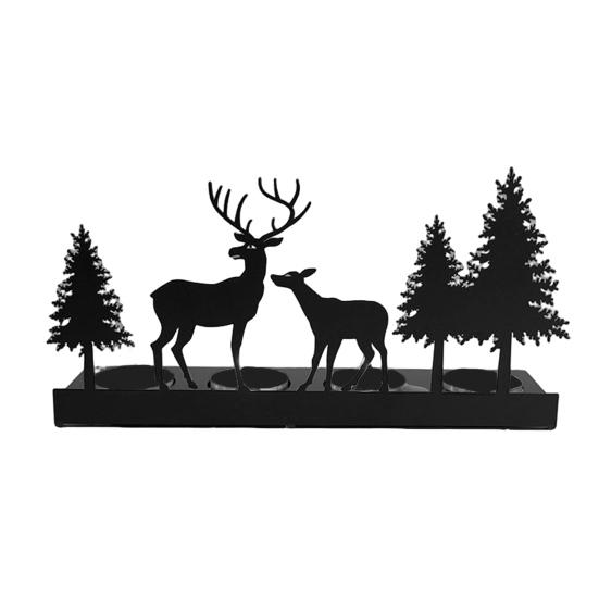 Christmas Forest Deer Candle Holder Iron Tree Deer Silhouette Candle Stand Candlestick Home Office Holiday Party Table Centerpiece Decoration