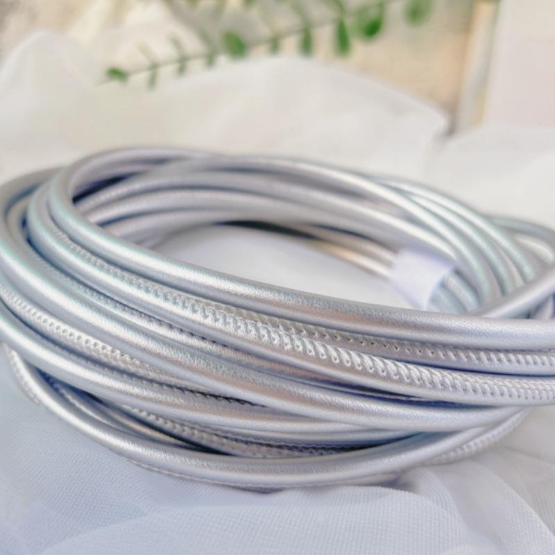 PU Leather Round Handle Strap with Lock Edge Stitching - DIY Traction Weaving Ornament E18