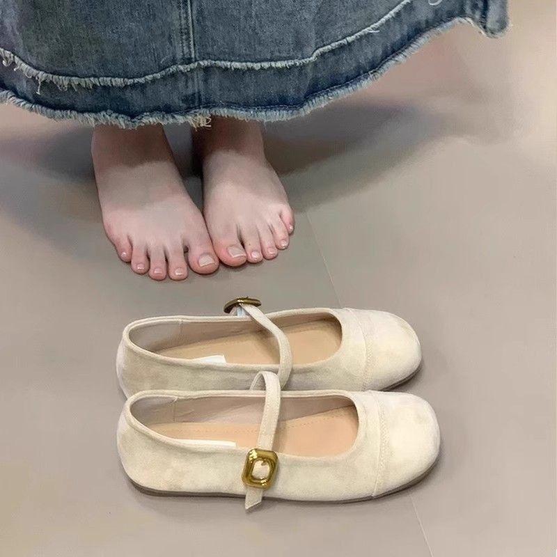 Daily Single Shoes Female Foreign Style Retro Gentle Fairy Suede Mary Jane Shoes Flat Fashion Shoes