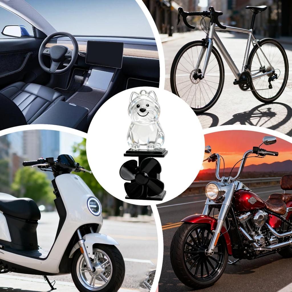 Dog Statue Motorcycle Sculpture With LED Light Wind Powered Animal Figurine For Motorcycle Handlebar Outdoor Cycling Night