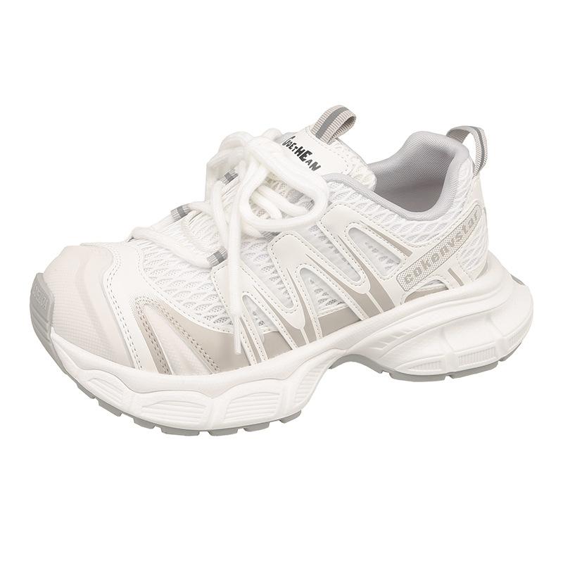 Transparent Korean version of platform dad shoes women's 2025 summer new hollow breathable casual versatile shoes heightening sports shoes