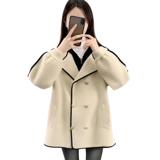 

Женская куртка, имитация двухкомпонентного двубортного кардигана с завязками и длинными рукавами, контрастного цвета, повседневная верхняя одежда для школы и поездок на работу M