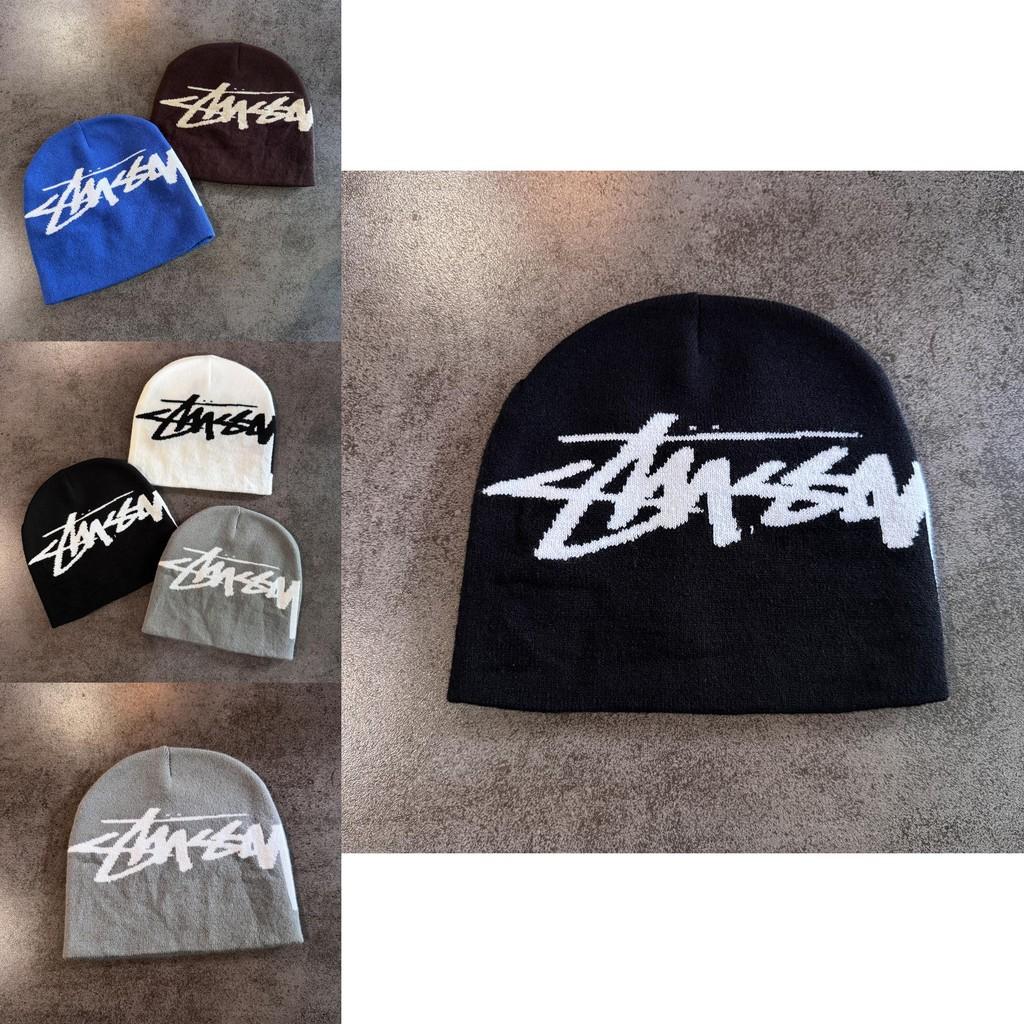 Cappello in Maglia Caldo Casual Neutro a Tinta Unita con Motivo a Lettere per Autunno e Inverno