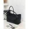 New Double-sided Woven Tote Bag Women's Genuine Leather Shoulder Handbag Large-capacity Shopping Bag Vegetable Basket Commuter Versatile