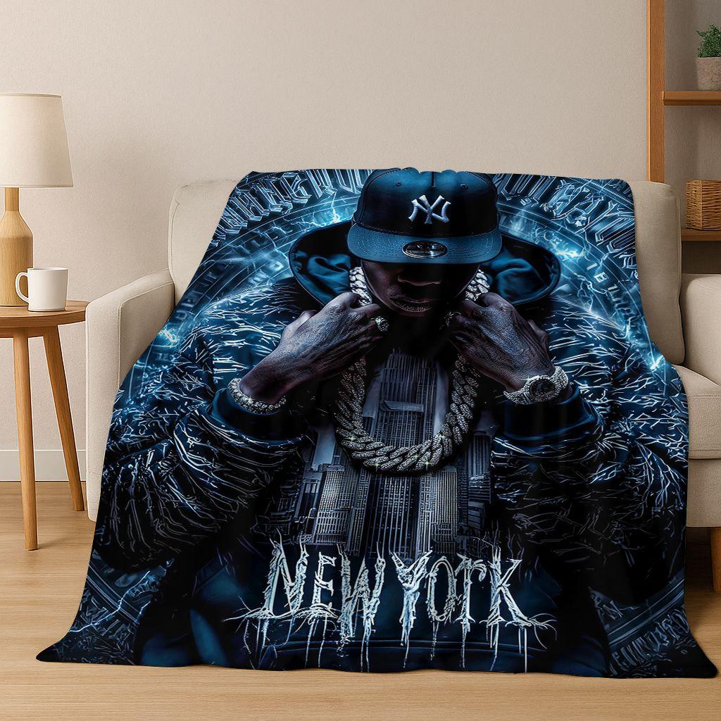 3D Top Rapper Legend Star Art Cartoon Hip Hop Flannel Blanket,Cozy Soft Throw Blanket for Home Bedroom Bed Sofa Cover Gift