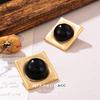 European and American exaggerated stud earrings metal geometric square earrings retro black temperament earrings high-end design French jewelry