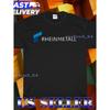 Herren Schwarz Kurzarm T-Shirt mit Rheinmetall Logo Print, Rundhalsausschnitt, weiches Baumwollgefühl, lässige Alltagskleidung, entspannte Passform, Grafik-T-Shirt für Fans