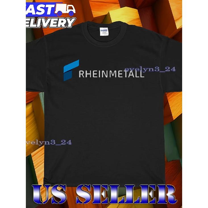 MODIQUE zwart kort T-shirt voor heren met Rheinmetall logo print, ronde hals, zacht katoengevoel, casual dagelijkse kleding, relaxte pasvorm, grafisch T-shirt voor fans 4XL zwart