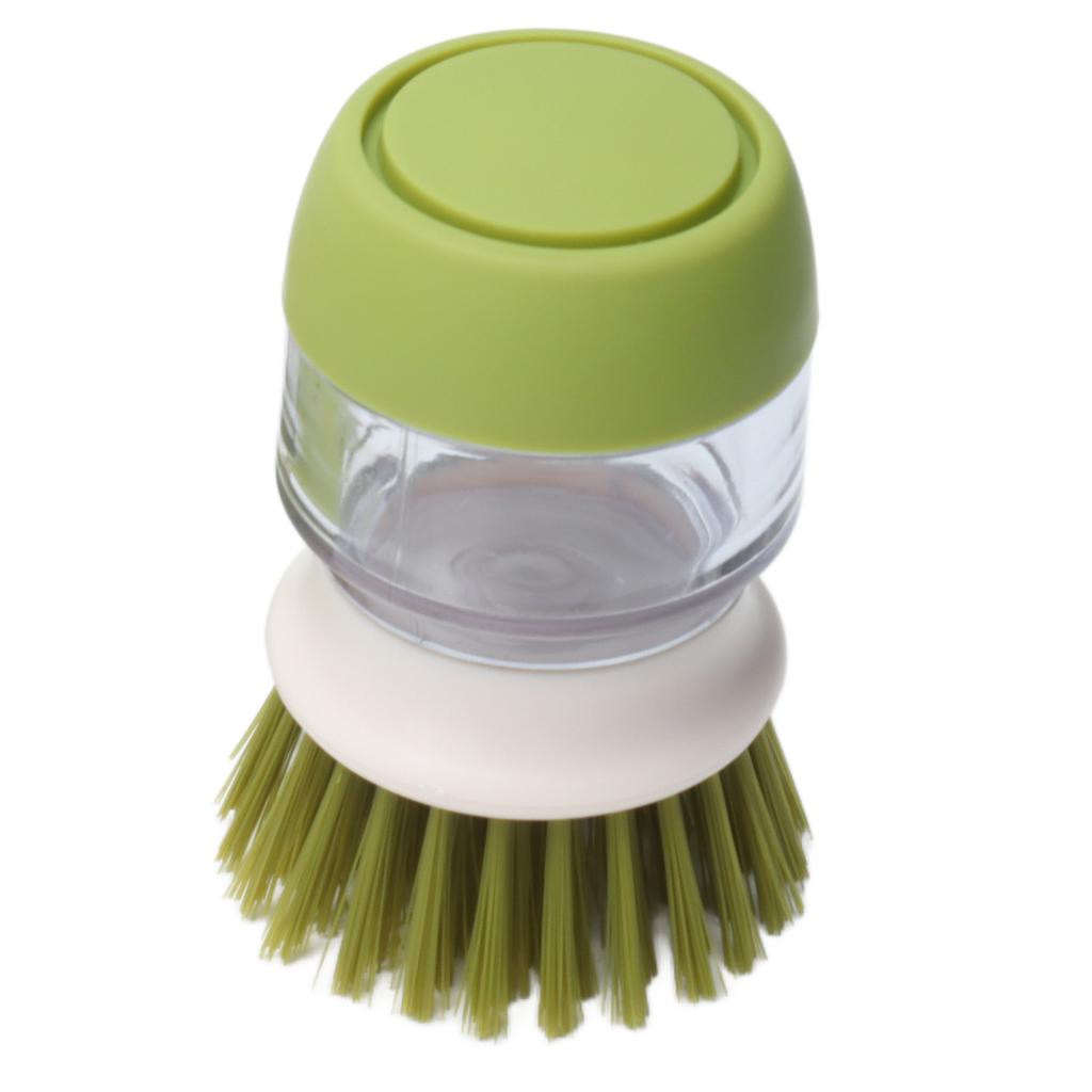 Soap Dispensing Palm Brush Hand Held Soap Dispensing Palm Brush Storage Set for Dishes Pots Pans Kitchen Sink Cleaning