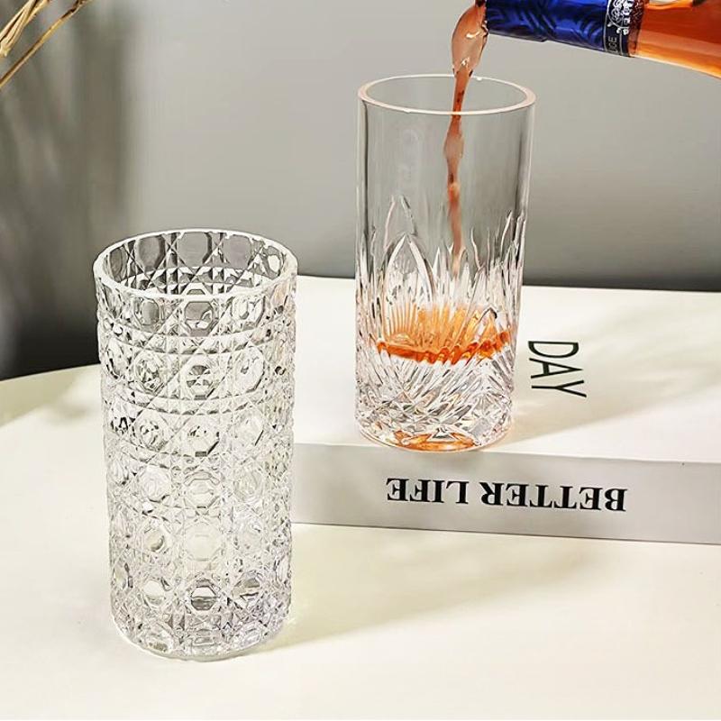 Gravierte Kristallglasbecher Kreative Glasbecher Hochwertige Dickwandige Geprägte Saftbecher Bierglas Whiskyglas Weingläser