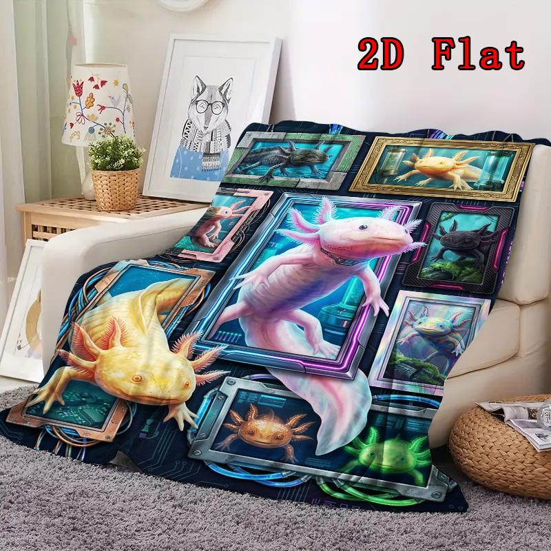 Axolotl Diversity Frames 2D Flat Pattern Flannel Blanket, High Quality All Seasons, Home Decor, Warmth and Comfort, Perfect for Christmas Gifts.