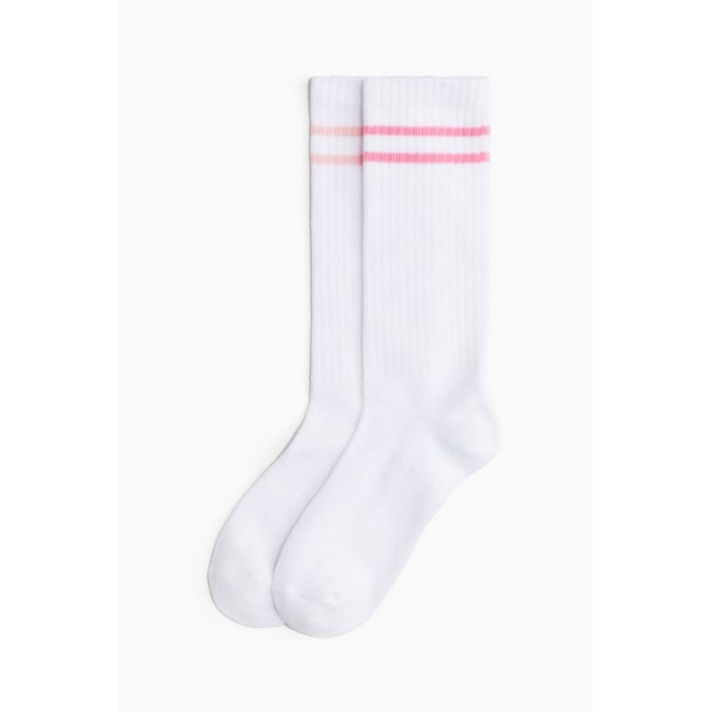 

Комплект из 2 спортивных носков HM DryMove, белая и розовая полоска