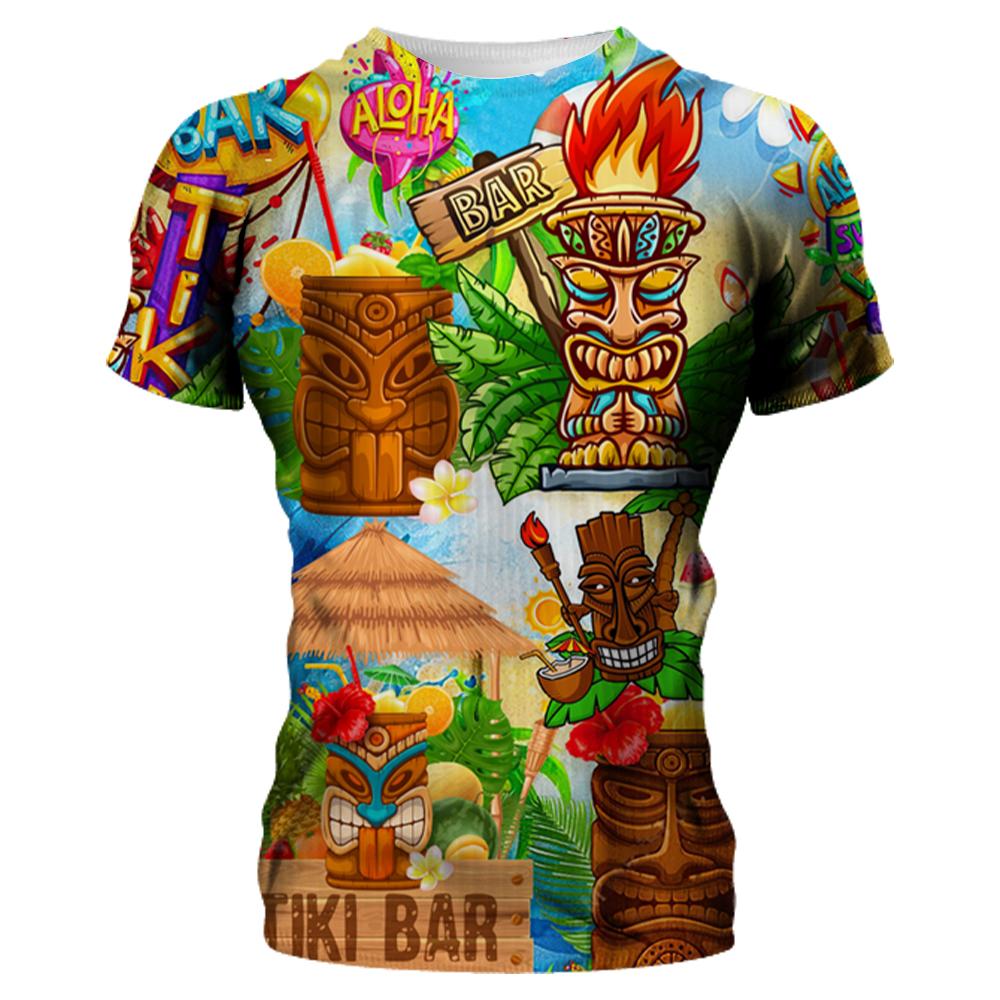 2023 Men T Shirts Loose Breathable 3d Print Trendy Cool Fashion Hawaiian T-shirts Beach Party Tops Short Sleeves Summer Clothing