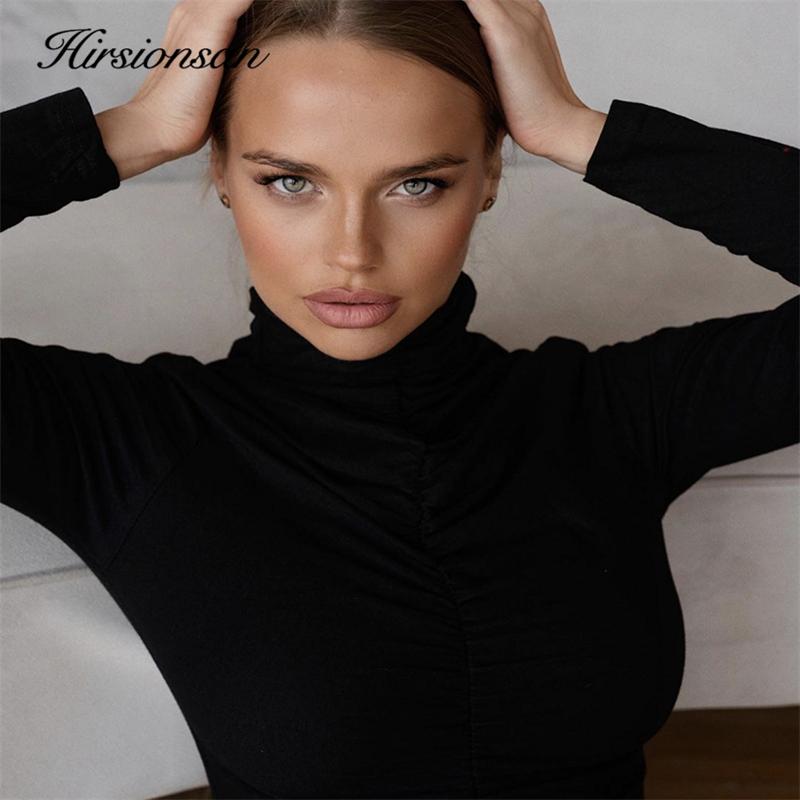 Hirsionsan Elegantní základní pletený svetr Dámské 2021 Spodní Úzký Dámský Teplý Úplet Běžné Pulovry Dámské Pevný svetřík