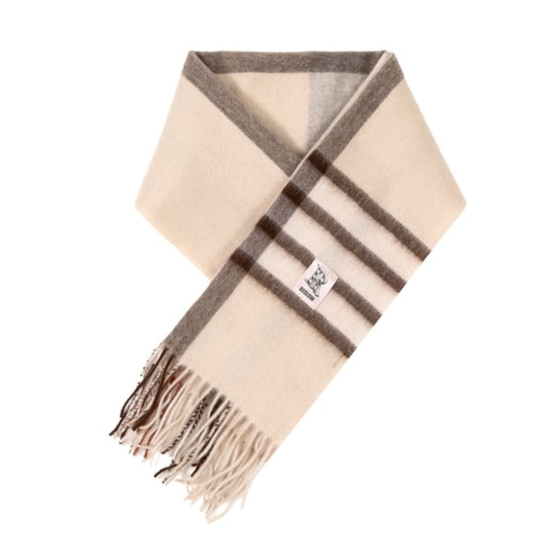 RECLOW RECLOW LAND 100% Cashmere Line Check Muffler Beige