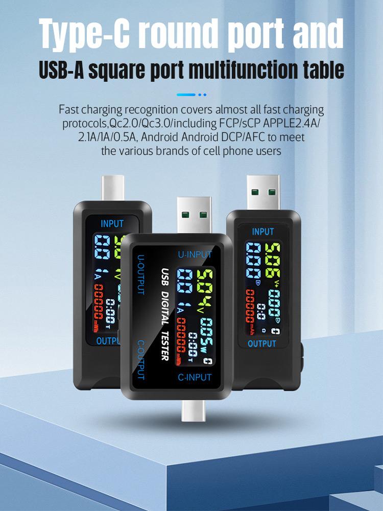 

10-в-1 USB тестер DC цифровий вольтметр амперметр вимірювач струму напруги ампер вольт амперметр детектор індикатор зарядного пристрою павербанка