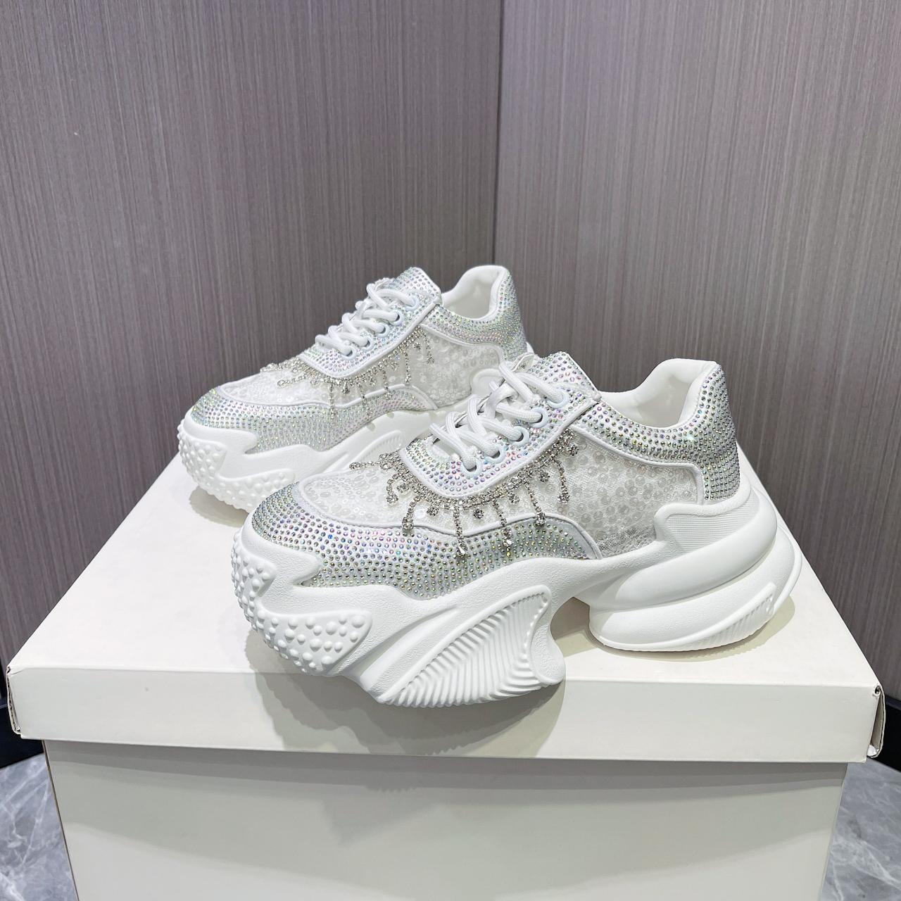 

Fashion 2025 New Spring Summer New Luxury Mesh Rhinestone Women s Shoes Casual Fashion Breathable Versatile Sports Shoes Polyamide Sole 35