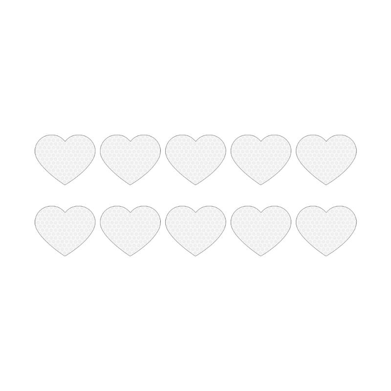 Heart Shaped Reflective Motorcycle Stickers 10PCS Flexible Decals Easy Application Removable Adhesive For Vehicle Surfac