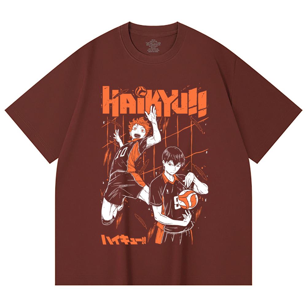 230 Gsm 100% Cotton Haikyu V2 Hinata x Tobio Print Unisex Heavy Cotton T Shirt
