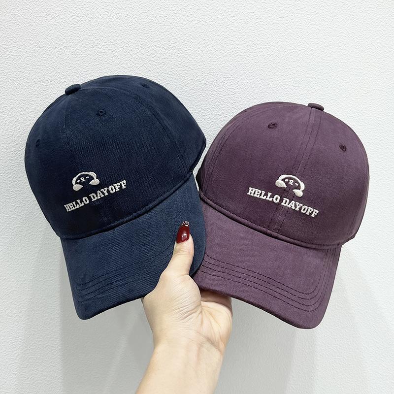New Simple Embroidery Big Head Circumference Baseball Cap Women's Autumn and Winter Versatile Sun Hat Showing Face Small Cap Men