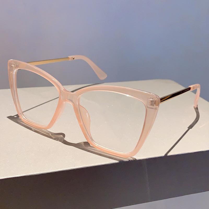 New retro artistic European and American ins Luxury  catS eye anti blue light glasses fashion trend metal foot flat mirror