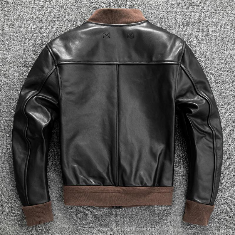 Genuine Leather Jacket for Men A1 Short Jacket for Baseball Uniform Casual Autumn and Winter Jacket
