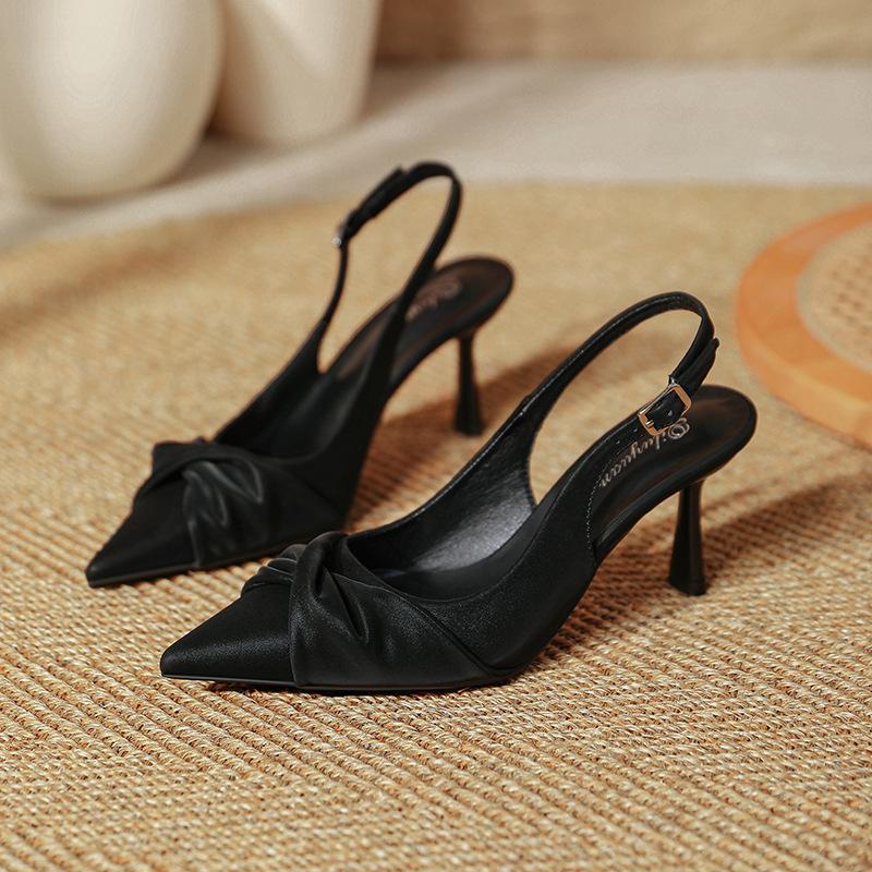 French Bag Head Sandals Women's 2025 New Summer Large Size Women's Shoes Green Pointed High Heels Stiletto Empty Shoes