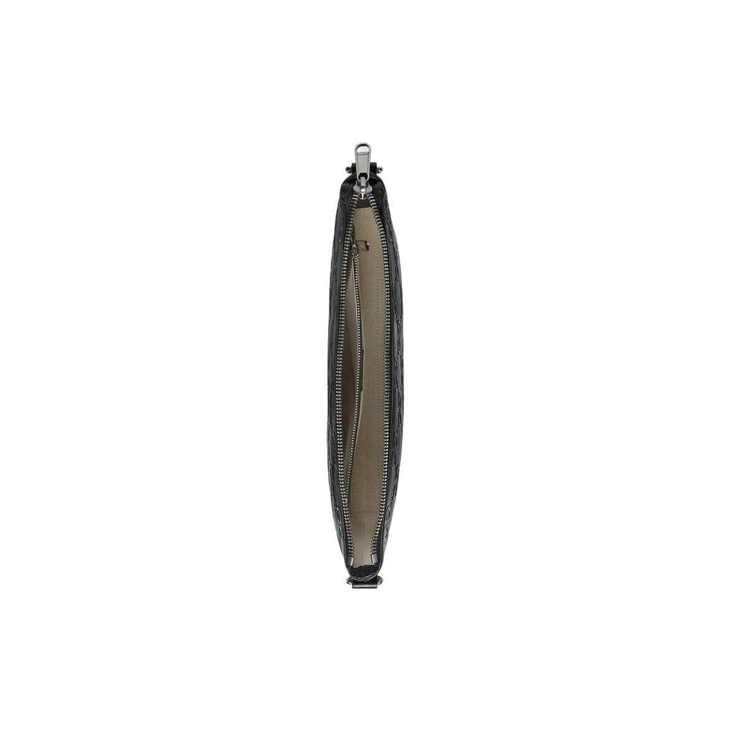 Gucci GG Embossed Leather Zip Pouch Wristlet Clutch In Black For Unisex Daily Use
