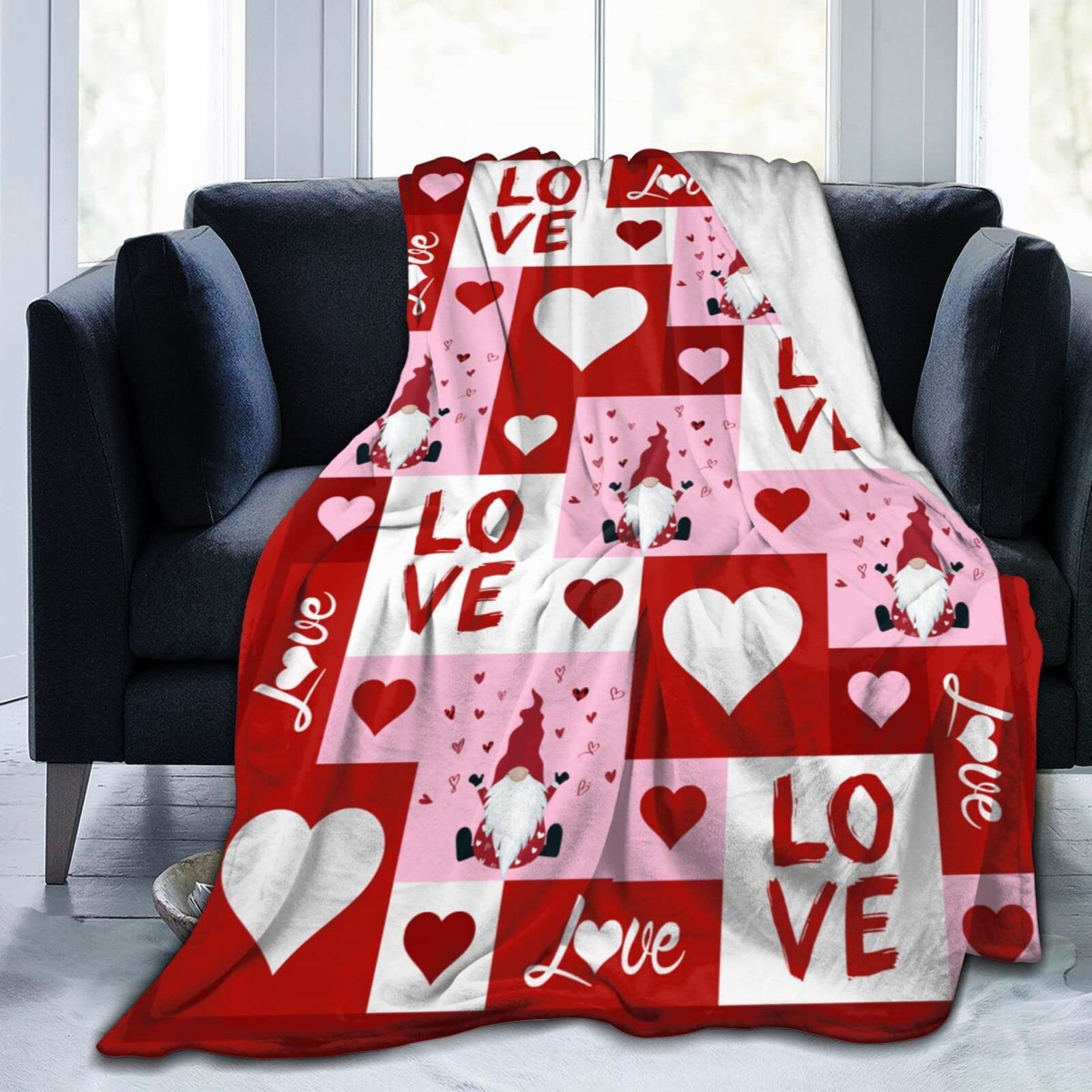 Valentine s Day Throw Blanket Red Pink Love Heart Soft Flannel Blanket Romance Decor Gifts for Lover Family Wife Blankets 130x150cm