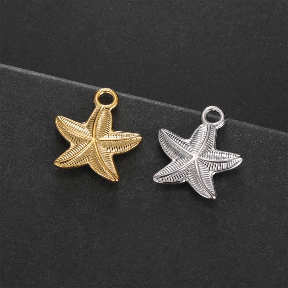My Shape 5 Pcs Conch Starfish Coral Shell Charms Necklace Bracelet Summer Beach Stainless Steel Pendants for DIY Jewelry Making