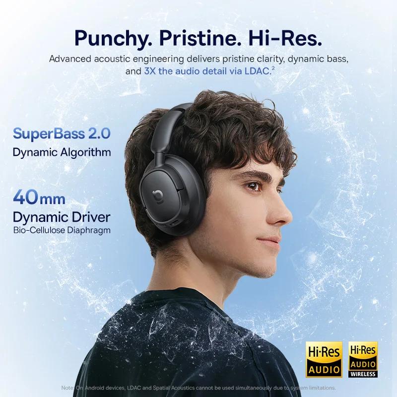 Baseus EH10 NC ANC Wireless Headphones 45dB Adaptive Hybrid Noise Cancelling Headsets Hi-Res LDAC Headphone Bluetooth 6.0 80Hrs