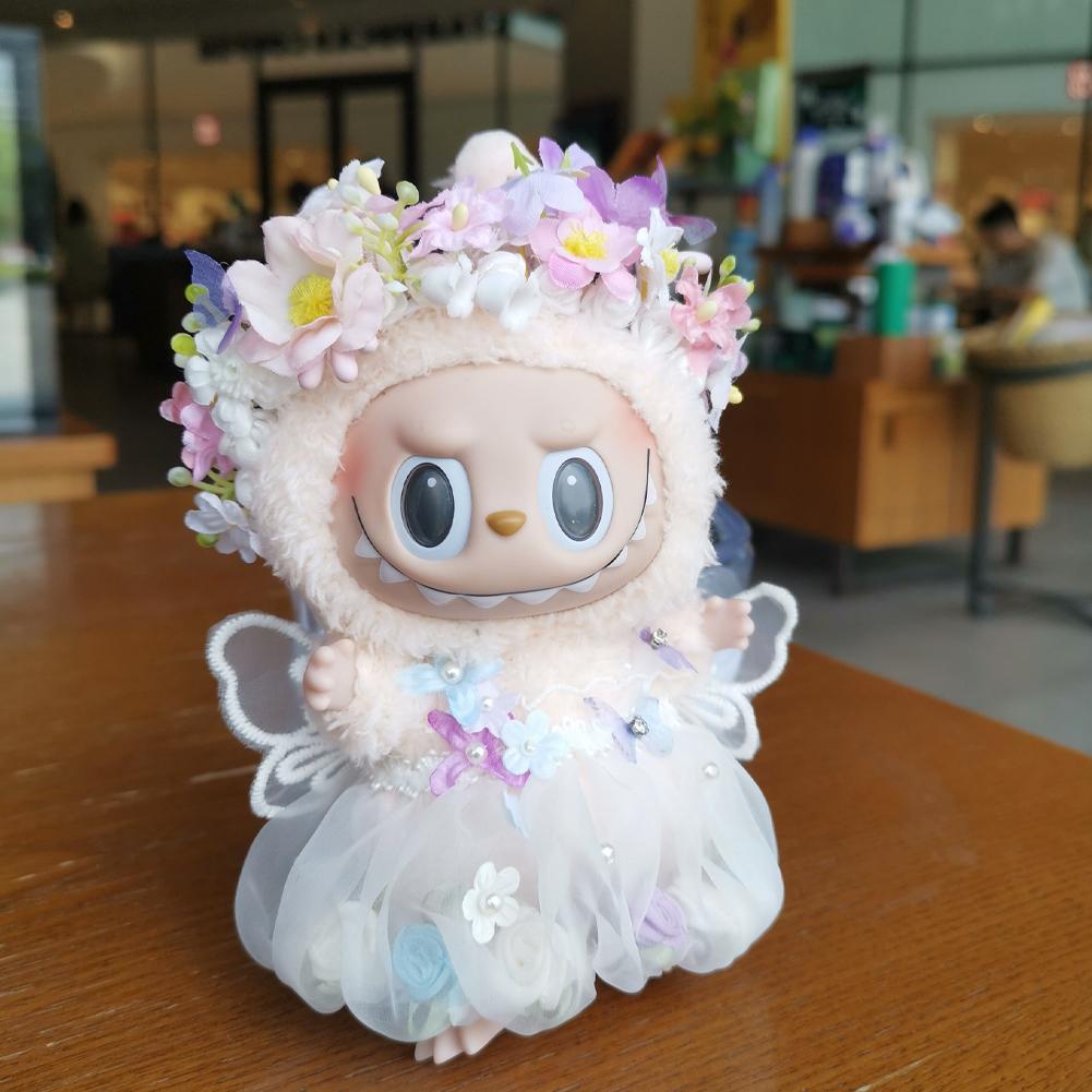 Für 17 cm Labubu Puppenkleidung, modische Kleidung, Kapuzenpullover, Puppenkleidung, farblich passende Kapuzenpullover, Puppenzubehör, süße Dekoration, kleine Tücher