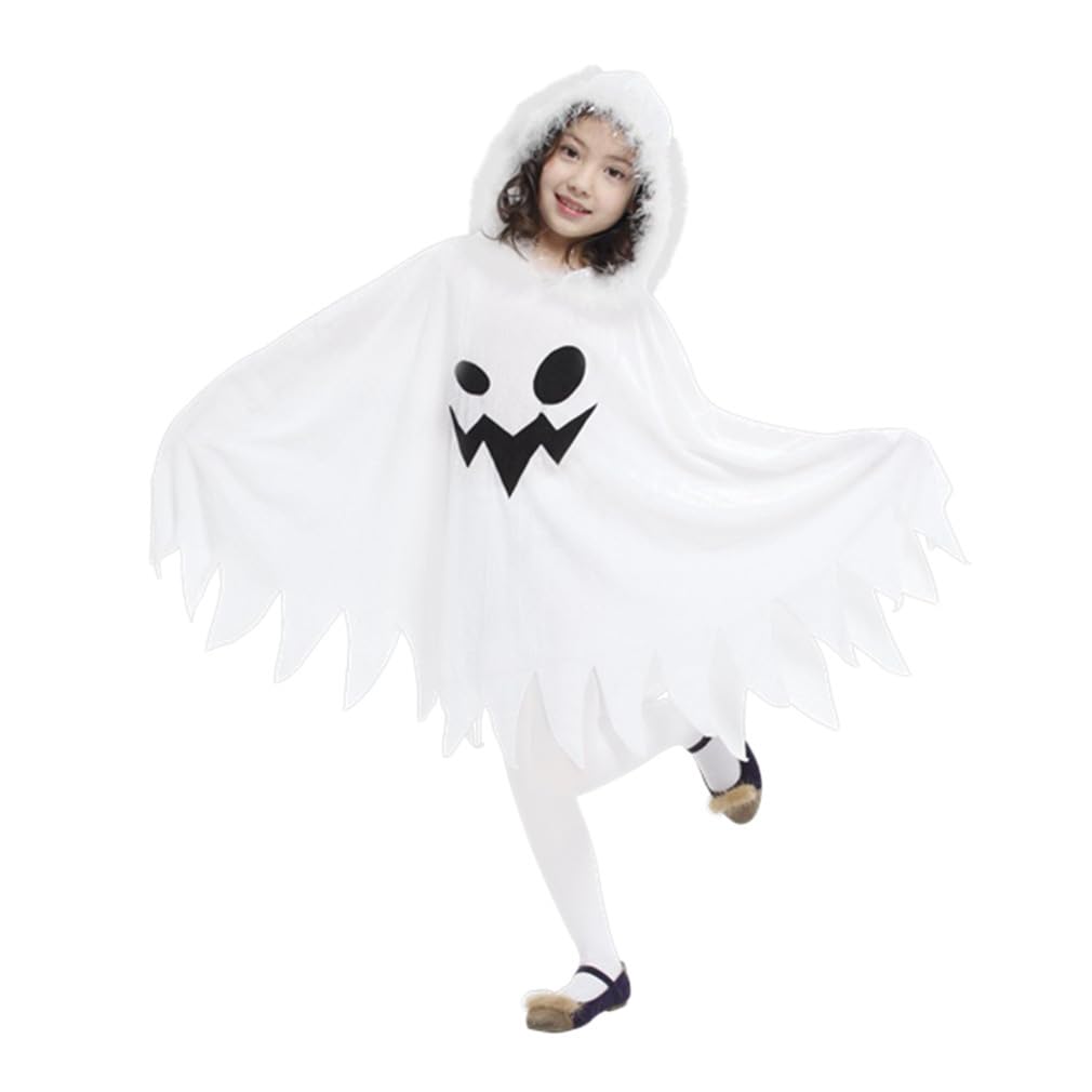 Youngfull Ghost Cloak for Kids, Halloween Cosplay, Cute Poncho, Easy To Wear, Horror Costume for Boys and Girls, Witch, Grim Reaper, Devil, Bat,
