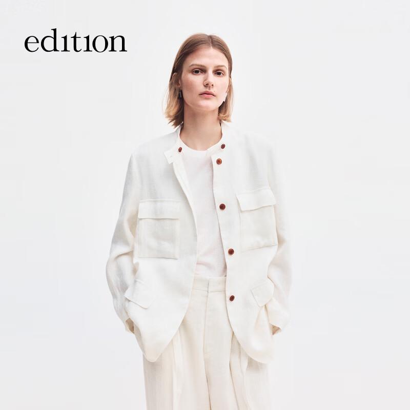 

Edition Women s Hemp Linen Stand Collar Workwear Jacket S